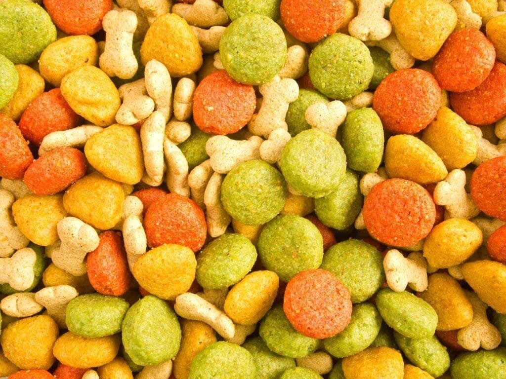 Home Colorful dog treats displayed as part of a balanced approach to dog nutrition, highlighting healthy snacking options for pets.